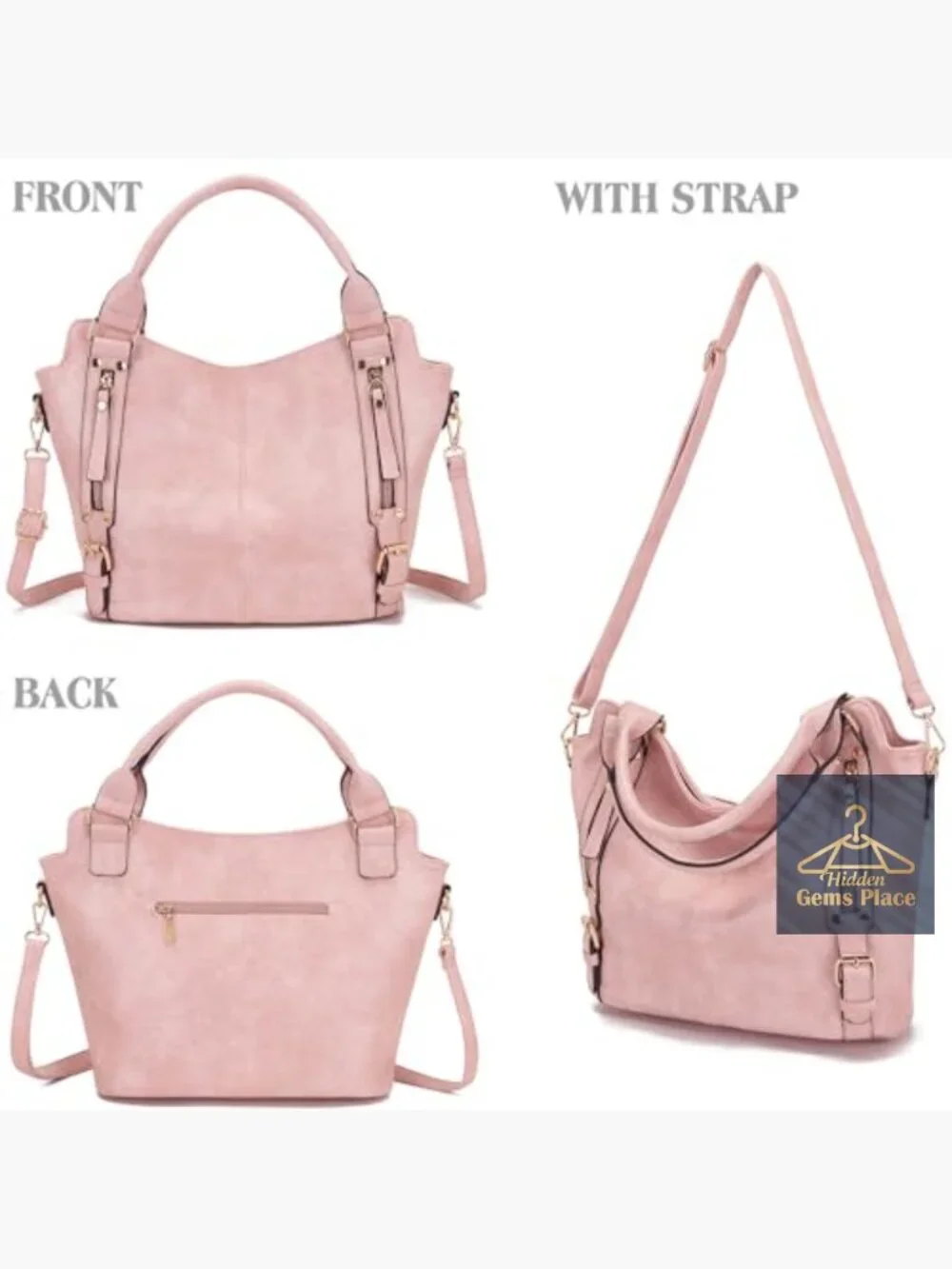 Large PU Leather Hobo Tote Shoulder Bag Crossbody Wallet Set 4pcs